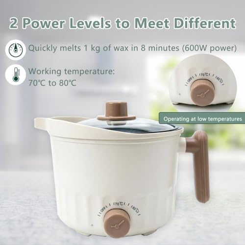 GUILOPOER Wax Melter with Pour Spout, Candle Making Kit for Adult Beginners, 1.5L Large Capacity, for Making Candles and Soaps, Kit Includes Wax Melting Pot(White) - Image 2