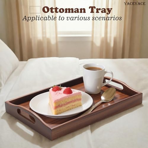 Small Serving Tray with Handles, 12"x8"x2" Wooden Tray - Image 4
