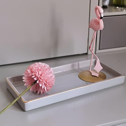 10 x 5 Ceramic Bathroom Tray for Countertop, Decorative Vanity Tray for Dresser Tops, Small Rectangular Trays for Perfume, Candle, Jewelry, Cosmetics (Gray) - Image 4