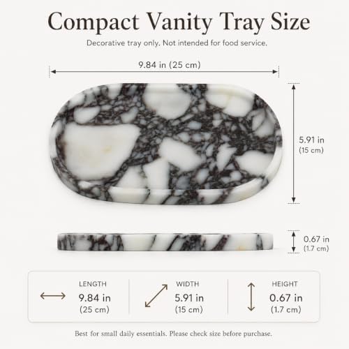 Oval Stone Vanity Tray for Perfume and Jewelry, 9.84 in - Image 4