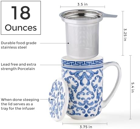 AmorArc Tea Cup With Infuser and Lid, 18oz Loose Leaf Tea Mug With Steeper - Image 3