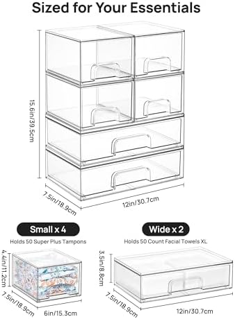 Vtopmart Stackable Storage Drawers Set of 6, Plastic Organizer Bins - Image 2