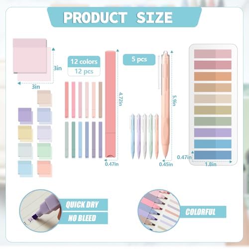 Jutom 39 Pcs Aesthetic Book Annotation Kit,White,Classic Style - Image 3