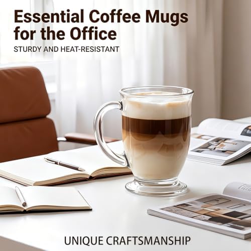 Accguan 15 oz Clear Glass Coffee Mugs Set of 4 with Handle, Non-Toxic - Image 6
