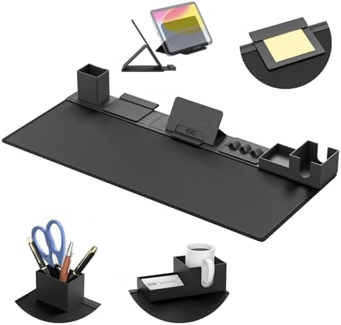 KDD Desk Pad Mat Set, 6 in 1 Mouse Mat with Magnetic Desktop Storage Accessories DIY Feature for Phone and Tablet Stand/Cup Holder/Pen Card Holder/Cable Management for Home Office Accessories by KDD