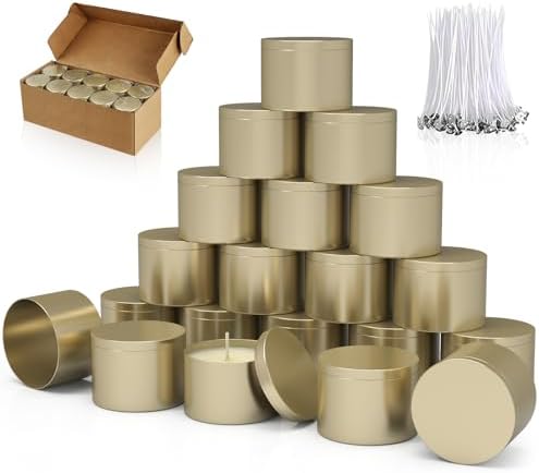 PCREGPAE 8OZ Champange Candle Tins Cans with Lids，Wicks for Making Candle by Unknown
