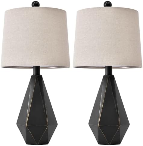 PoKat 20.25'' Table Lamps Set of 2, Bedside Lamp for nightstand, Small Farmhouse Lamps for Bedroom, Black Bedroom Lamps for Living Room, Nursery, Black, Suitable for Small Place - Image 7