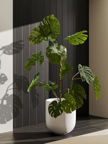 LE TAUCI 12 Inch Pots for Plants, Ceramic Large Planters for Indoor Plants, Indoor Plant Pots for Home Garden Patio Office, Planter Pots with Drainage Hole and Rubber Plug, White - Image 4