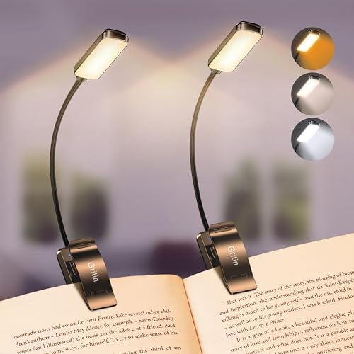 Gritin 2 Pack 9 LED Rechargeable Book Light for Reading in Bed by Gritin