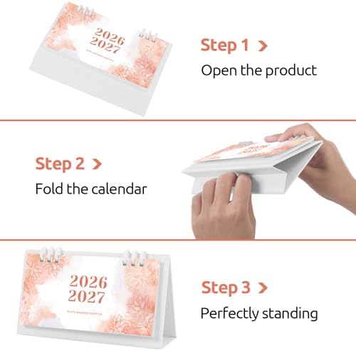 Small Desk Calendar 2026-2027, Pink Monthly Desktop Calendar - Runs From September 2026 Until December 2027, 6.3" x 3.1", Mini Standing Flip 2026 Calendar for Home, School and Office Supplies - Image 3