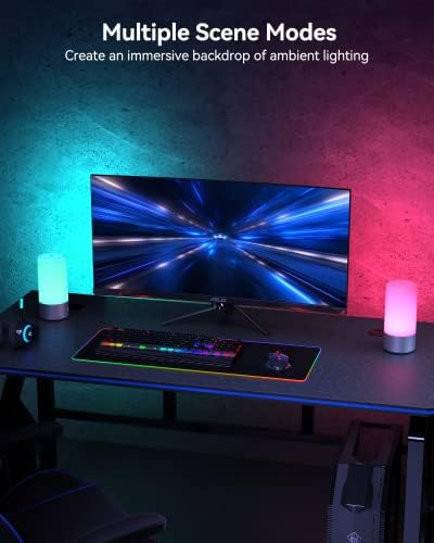 ROOTRO Table Lamp, [Advanced] Bedside Touch Control Lamp for Bedroom 3 Level Dimmable Warm White Lights with 256 RGB Color Mode Modern Deisgn Smart Nightstand Desktop LED Lamps Portable for Read - Image 5