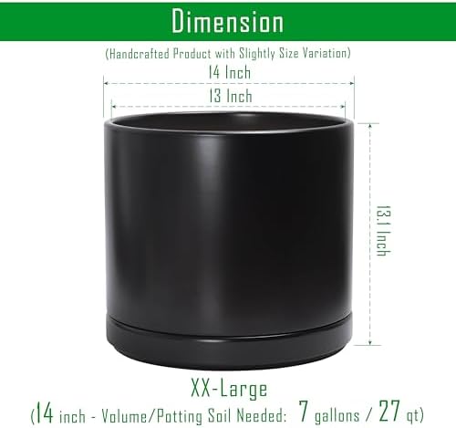 D'vine Dev 14 Inch Ceramic Planter Pot, Black, 94-O-G-2 - Image 3
