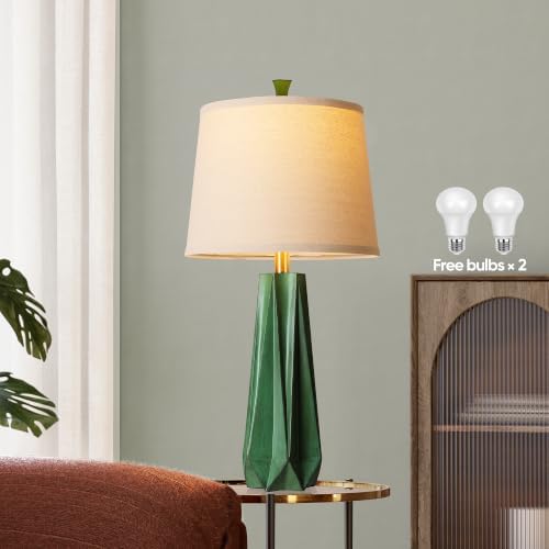 WIHTU 27" Resin Table Lamp Set of 2, Green Desk Lamp, Beside Lamp for Decor - Image 4