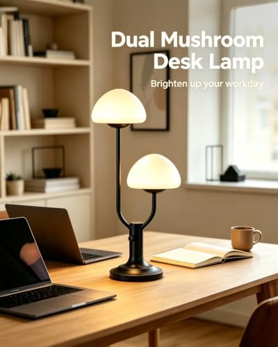 Lightdot Mushroom Table Lamp for Bedroom Dimmable Cute Black Desk Lamp - Image 3