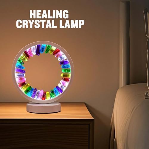 Runyansghi Chroma Electroplated Single Point Night Lamp 8.6" Healing Crystal Bedside Lamp USB Port 3 Colours Dimming Mode Bedroom Lamp Suitable Night Light Office Home Decor Ideal Gift - Image 5