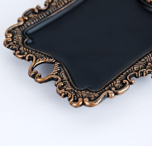 Funly mee 8 x 7 inches Antique Trinket Dish Vintage Jewelry Tray, Ring Holder (Black & Gold, M) - Image 5