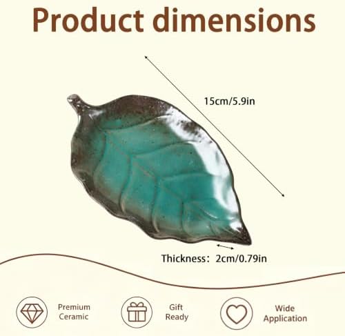 Ceramic Leaf Jewelry Dish,5.9in Jewelry Tray,Ring Holder Dish(Blue) - Image 4