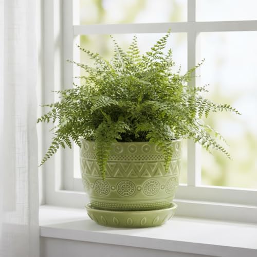 G EPGardening Ceramic Plant Pot, 5.5 Inch, Green - Image 4