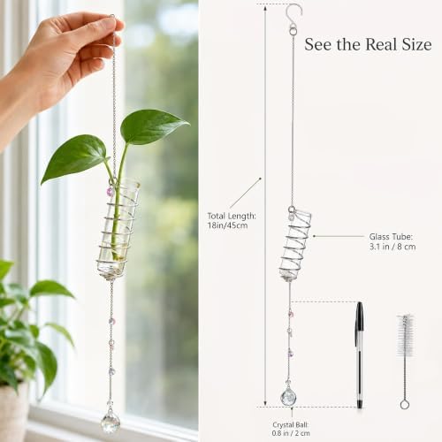 6Pcs Hanging Plant Propagation Station with Crystal Ball Prisms Suncatcher - Image 5