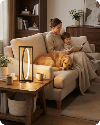 Modern LED Table Lamp, Dimmable Minimalist Bedside Lamp, 3 Color Temperatures, Angle Adjustable, Cute Desk Lamp, Nightstand Lamp for Living Room, Bedroom, Office, Black and Walnut K62TL05 - Image 6