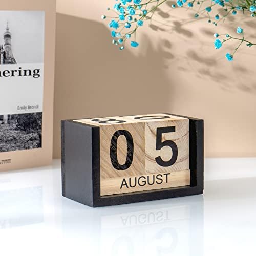 Notakia Wooden Gaobei Desk Blocks Calendar Perpetual Block Month Date Display (Large Black Wood Color) - Image 5