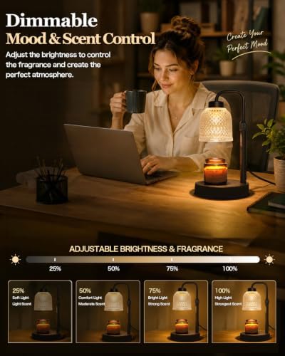 AIFEI Candle Warmer Lamp with Timer, 2/4/8H Auto-Off Candle Lamp CoalBlack - Image 5