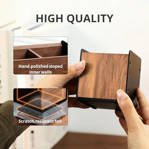 muso wood Walnut & Aluminum 1 Slot Pen Holder for Desktop - Image 5