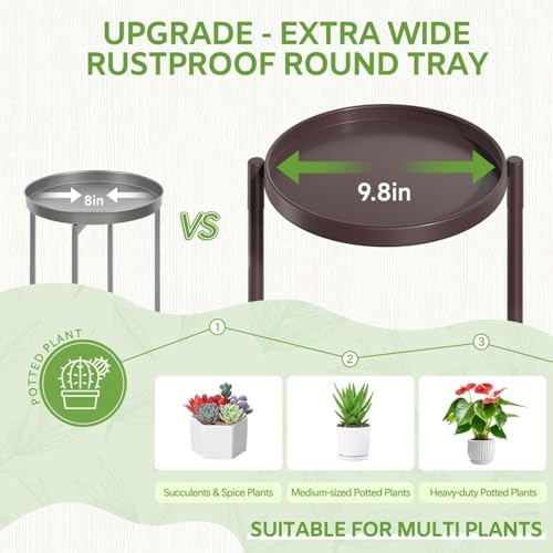 iDavosic.ly 7 Tier Large Plant Stand Indoor Outdoor, 10 Inch Tray, Bronze - Image 3