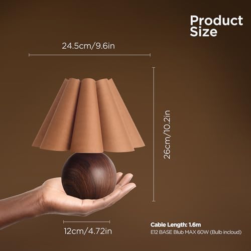 KUNJOULAM Cute Small Table Lamp, Modern Bedside Nightstand Lamp with Coffee Fabric Lampshade, Metal Base for Bedroom Home Office Decor (Without Buld) - Image 2