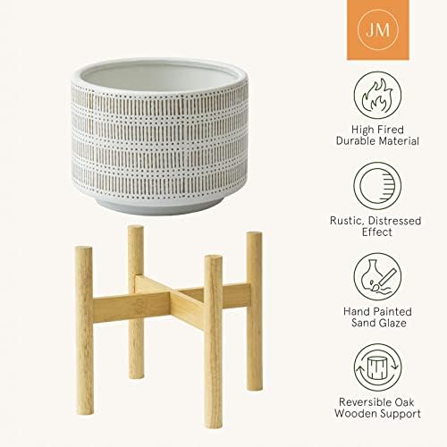 LA JOLIE MUSE Ceramic Planter for Plant, 9.4 Inch Indoor Planter with Stand - Image 5