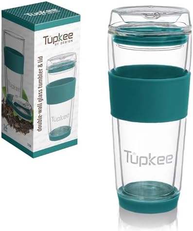 Double Wall Glass Tumbler, 14-Ounce Glass Travel Coffee Mug - 2 Pack - Image 2