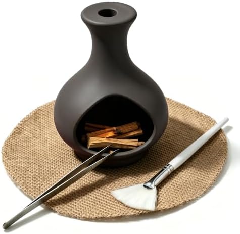 EATAKWARD Ceramic Brown Palo Santo Incense Holder, Mini Chimney Design for Burning Sticks and Sage, Suitable for Meditation and Relaxation Spaces (StyleB) by EATAKWARD