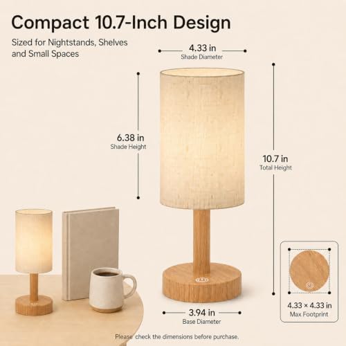 Small Rechargeable Cordless Table Lamp, Nightstand to Desk, Warm Oak - Image 6