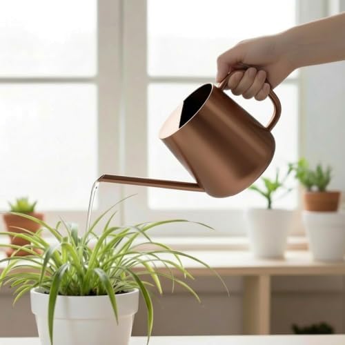 Watering Can for Indoor & Outdoor Plants, 35 oz/1000ml Watering Can with Metal Handle, Stainless Steel Garden Long Spout Watering Pot for Indoor House Plants Bonsai Flower Decorative - Image 2