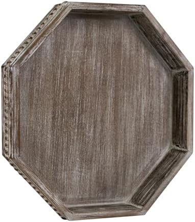 Wooden Decorative Tray, Small Serving Tray with Wood Bead, Farmhouse Big Tray for Ottoman, Countertop, Coffee Tabl, 13" x 13"x 1.6" (Retro Brown) by CEDARLUX