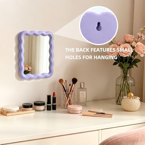 Wave Table Desk Vanity Makeup Mirror Small Make Up Office Mirror Purple - Image 3