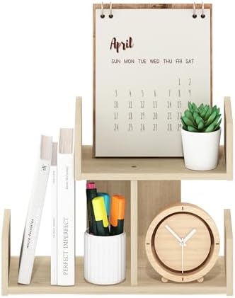Furinno HERMITE Desk File Folder Organizers, 3-Shelf Desktop Office Organization Racks, Desk Top Display Book Shelf, for Paper, Office Supplies, Magazine, Bauhaus Oak - Image 4