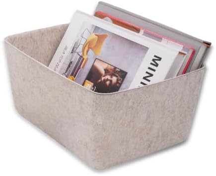Welaxy Felt deep Storage Bin Natural lidded Drawer Organizer Caddy, Sand by Welaxy