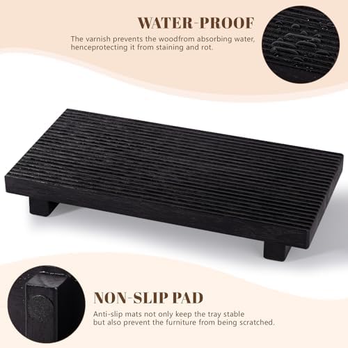 Bathroom Tray Farmhouse Decor Kitchen Soap Holder, 11" * 5.5" Black - Image 5