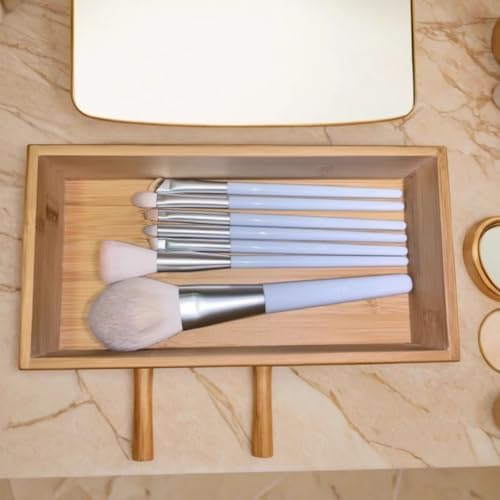 Bamboo drawer organizer Kitchen Utensil Organizer Cutlery Box for Dresser Makeup Tool Office Desk Supplies Storage and Accessories 8"x 4"x 2" - Image 4