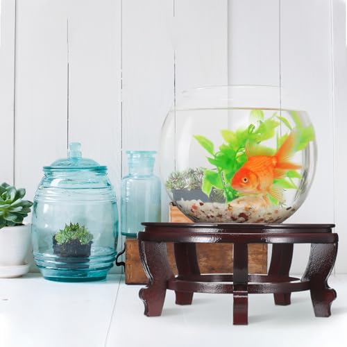 Colingmill 10.5 Inches Wooden Planter Stand Indoor Chinese Vase Fishbowl Display Stands Asian Vase Pot Traditional Stands for Home Indoor Plants Outdoor Decoration - Image 5