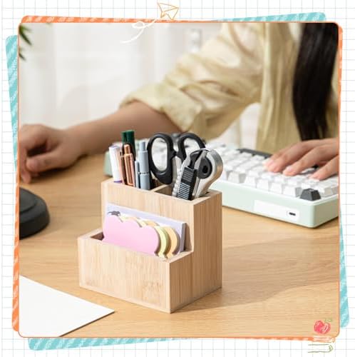 Maitys Bamboo Wood Pen Holder for Desk Wooden Pencil Organizer - Image 5