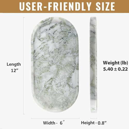 Koville African Natural Marble Tray, 12"x6" Vanity Decorative Tray for Countertop Organizer, Catchall Tray for Perfume, Candles, Jewelry Dish - Image 2