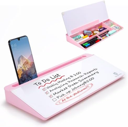 TSJ OFFICE Desktop Whiteboard Dry-Erase-Board - Computer Keyboard Stand White Board Surface Pad with Drawer, Desk Organizers with Accessories for Office, Home, School Supplies - Pink by TSJOFFICE-WipeCleanThinkGreenWorkSmart