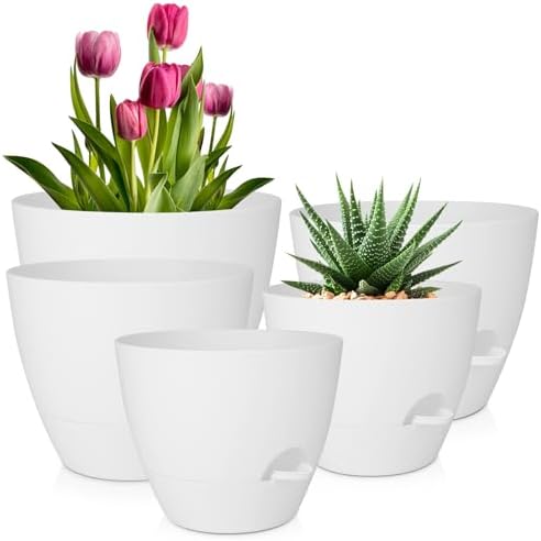 QRRICA 7/7.5/8/9/10 Inch Self Watering Pots for Indoor/Outdoor Plants by QRRICA