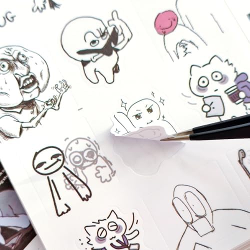 PRSTINCOL Meme Sticker Book, 36 Sheets 460+ Pcs, Black and White Funny Meme Stickers for Adults and Teens, Die Cut Vinyl Stickers for Journaling Scrapbooking DIY - Image 4