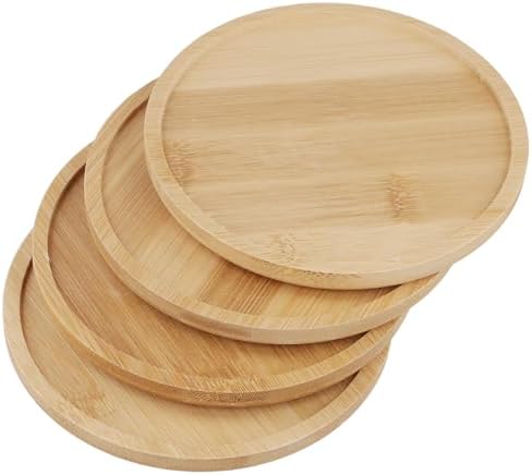 HOIGON 20 Pack Round Bamboo Coasters, 5 Inch Natural Wooden Coasters, Round Bamboo Tray Saucer Set for Drinks, Crafts, Succulents - Image 3