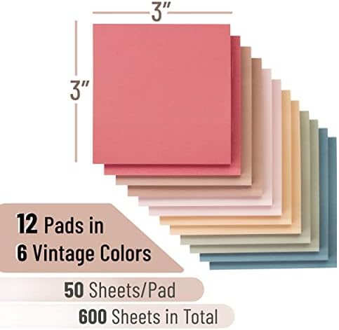 Mr. Pen- Sticky Notes, 3"x3", 12 Pads, 600 Sheets, Vintage Colors - Image 2