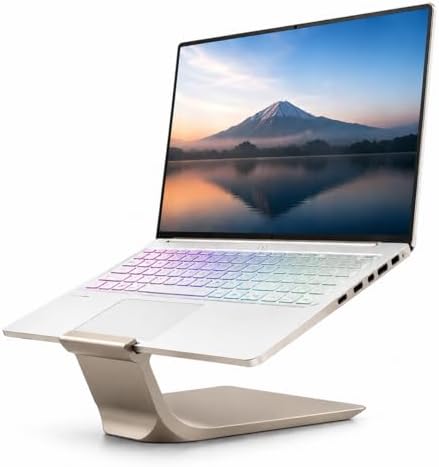 Laptop Stand for Desk – Ergonomic Laptop Riser, Improves Posture & Reduces Neck Pain, Stable No-Wobble Design, Cooling Airflow, Fits 10–17” Laptops, Office & Home Setup (Metal Champagne) by Neto3DPrinting