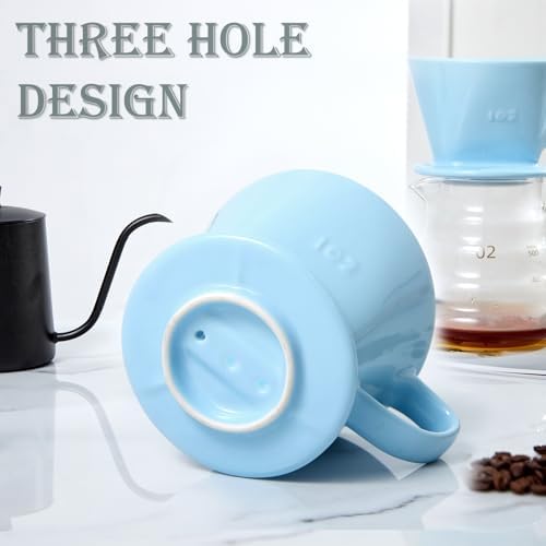 Pour Over Coffee Dripper, Ceramic Pour Over Coffee Maker, Blue - Image 5